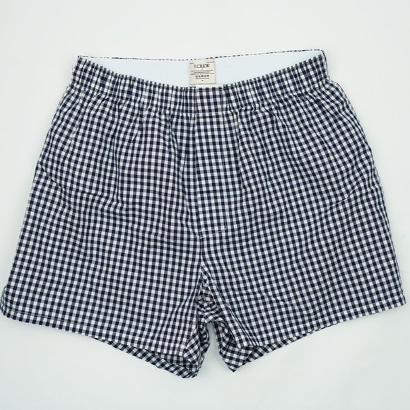 New JCREW Size M Printed Boxers Navy White Gingham $39 CA911 - Picture 2 of 3